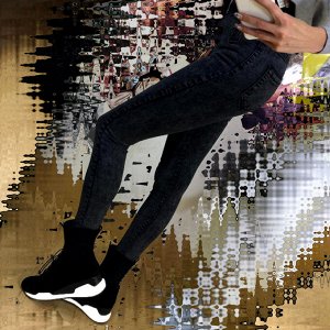 Размер 28. Рост 165-170. Модные женские джинсы Found_Version из стрейч материала цвета темный графит.