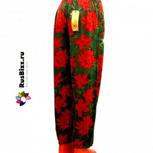 Рост 160-170. Размер 42-48. Легкие летние штаны Vishi из бамбукового волокна с оригинальным принтом.