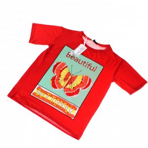 Размер 44-46. Стильная женская футболка Buti_Batterfly красного цвета.