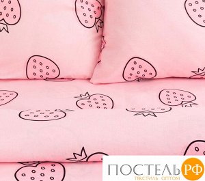 Постельное бельё «Этель» дуэт Pink strawberry 143*215 см - 2 шт, 220*240 см, 70*70 см -2 шт, бязь 125 г/м2 (Прямоугольная ПВХ)