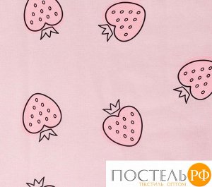 Постельное бельё «Этель» дуэт Pink strawberry 143*215 см - 2 шт, 220*240 см, 70*70 см -2 шт, бязь 125 г/м2 (Прямоугольная ПВХ)