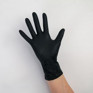 Перчатки универсальные нитриловые, размер S, 100 шт/уп, 8 гр, цвет чёрный