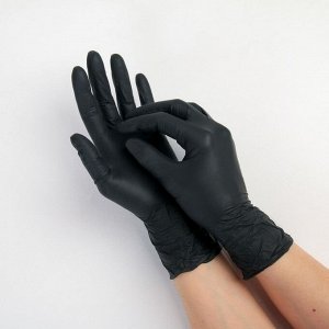 Перчатки A.D.M. нитриловые, размер S, 8 гр, 100 шт/уп, цвет чёрный