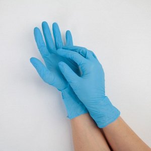 Перчатки нитриловые, текстурированные на пальцах A.D.M. «Усиленные», размер M, 100 шт/уп, 9 г