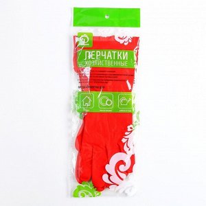 Перчатки хозяйственные резиновые , размер S, длинные манжеты, 90 гр, цвет красный