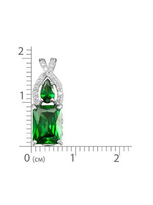 Серебряная подвеска с фианитами зеленого цвета - 106