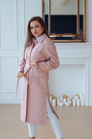 Пальто женское демисезонное 22107  (розовый)