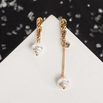 Серьги с жемчугом &quot;Разность&quot;, цвет белый в золоте