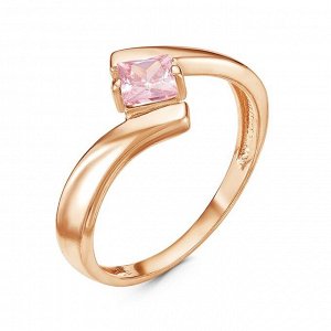 Кольцо "Кубик", позолота, цвет розовый, 18,5 размер