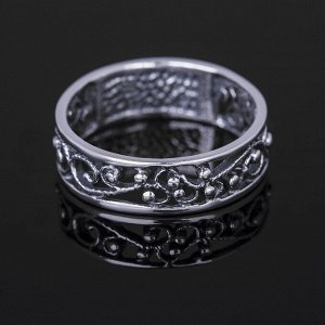 Кольцо "Узор", размер 16, цвет чернёное серебро