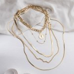 Кулон &quot;Цепь&quot; авангард, монета, 4 яруса, цвет золото, 35-70 см