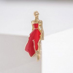 Значок "Девушка в платье", цвет красный в золоте