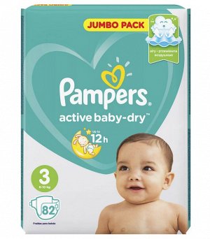 PAMPERS®️ Подгузники Active Baby-Dry Midi (6-10 кг) Джамбо Упаковка 82