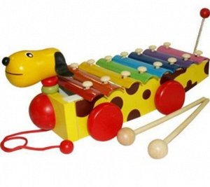 Деревянная игрушка ксилофон "Собачка на колесах"