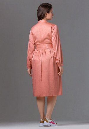 Платье с поясом, цвет розовый