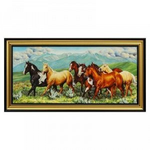 Картина "Лошади в горах" 75х38 см 208 рамка МИКС