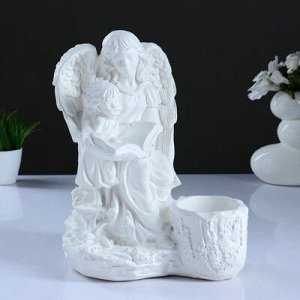 Фигурное кашпо "Дева ангел с ребенком", белый 35см