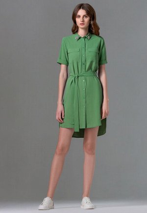 Платье с декором из стразов, цвет зелёный