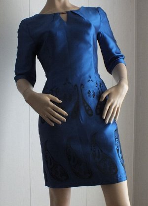 Платье Цвет синий 44: ОГ 88см,  длина 82см, 50 ОГ 96см,  длина 83см
