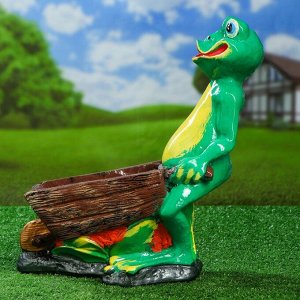 Садовая фигура "Лягушка с телегой", разноцветный, 44 см