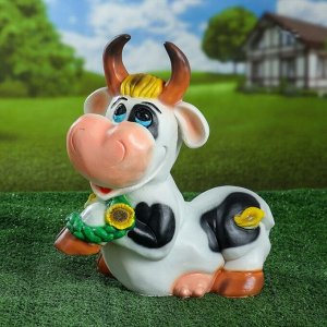 Садовая фигура "Корова с цветами" 30х40см