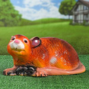 Садовая фигура "Крыса" лежачая, рыжая