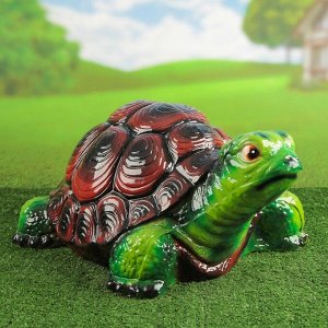 Садовая фигура "Черепаха", глянец, зелёный цвет, 25 см
