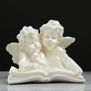 Статуэтка "Ангелы пара с книгой" перламутровая. 22 см