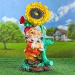 Садовая фигура &quot;Гном с подсолнухом&quot;, жёлтый цвет, 54 см, микс