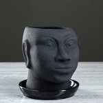 Кашпо &quot;Голова африканки&quot; муар, 1,4 л, чёрный