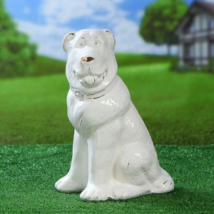Садовая фигура "Собака Алабай", глянец, белая, 32 см