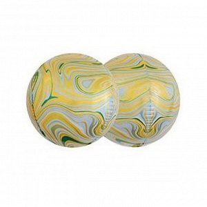 Фольга шар 3D Сфера б/рис 15"/40 см мрамор Yellow Китай