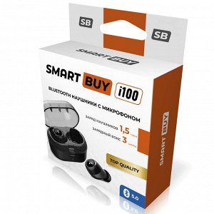 Внутриканальная TWS Bluetooth-гарнитура Smartbuy i100, автоконнект, черная (SBH-3045)