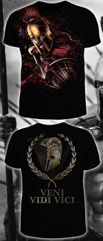 Футболки мужские Спартанец (Veni vidi vici) (Светится в темноте и ультрафиолете) ХИТ!