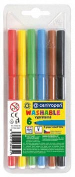 Фломастеры  6цв 7770/06 в блистере суперсмываемые Centropen {Чехия}