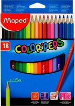 Карандаши 18цв Color`Peps 183218 трехгранные из липы, ударопрочный грифель Maped {Китай}