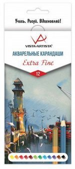Карандаши акварельные 12цв &quot;Extra Fine&quot;  VAWPS-12 VISTA-ARTISTA {Россия}