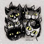 Скетчбук 195х195 мм 80л твердая обложка на спирали &quot;Черные коты (графика)&quot; ТС5804484 Эксмо {Россия}
