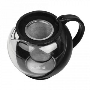 Заварник (чайник) ЛАЙМА "Бергамот", 1,25 л, стекло/пластик/фильтр - нержавеющая сталь, черный, 601373