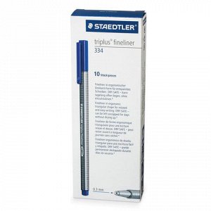 Ручка капиллярная STAEDTLER "Triplus Fineliner", СИНЯЯ, трехгранная, линия письма 0,3 мм, 334-3