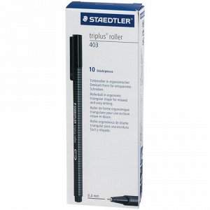 Ручка-роллер STAEDTLER (Германия) "Triplus Roller", ЧЕРНАЯ, трехгранная, узел 0,7 мм, линия письма 0,4 мм, 403-9