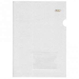 Папка-уголок с карманом для визитки, А4, прозрачная, 0,18 мм, AGкм4 00100, V246931