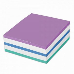 Блок для записей STAFF непроклеенный, куб 9х9х5 см, цветной, чередование с белым, 126365