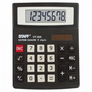 Калькулятор настольный STAFF STF-8008, КОМПАКТНЫЙ (113х87 мм), 8 разрядов, двойное питание, 250147