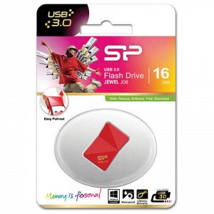 Флэш-диск 16 GB SILICON POWER Jewel J08 USB 3.1, красный, SP16GBUF3J08V1R