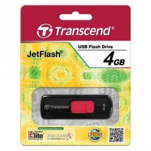 Флэш-диск 4 GB, TRANSCEND JetFlash 500, USB 2.0, черный, TS4GJF500