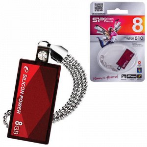 Флэш-диск 8 GB, SILICON POWER Touch 810, USB 2.0, красный, SP008GBUF2810V1