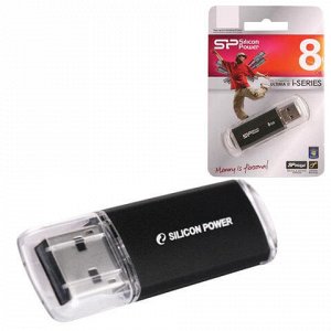 Флэш-диск 8 GB, SILICON POWER Ultima II-I Series, USB 2.0, металлический корпус, черный, SP08GBUF2M01V1K