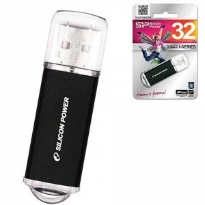 Флэш-диск 32 GB, SILICON POWER Ultima II-I Series, USB 2.0, металлический корпус, черный, SP32GBUF2M01V1K