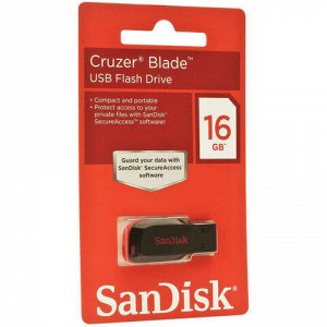 Флэш-диск 16 GB, SANDISK Cruzer Blade, USB 2.0, черный, SDCZ50-016G-B35